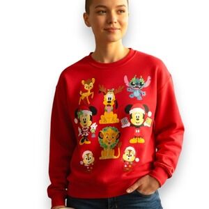 Disney‎ 100th Anniversary Christmas Sweater Sz XXL Mickey Mouse Stitch LED
